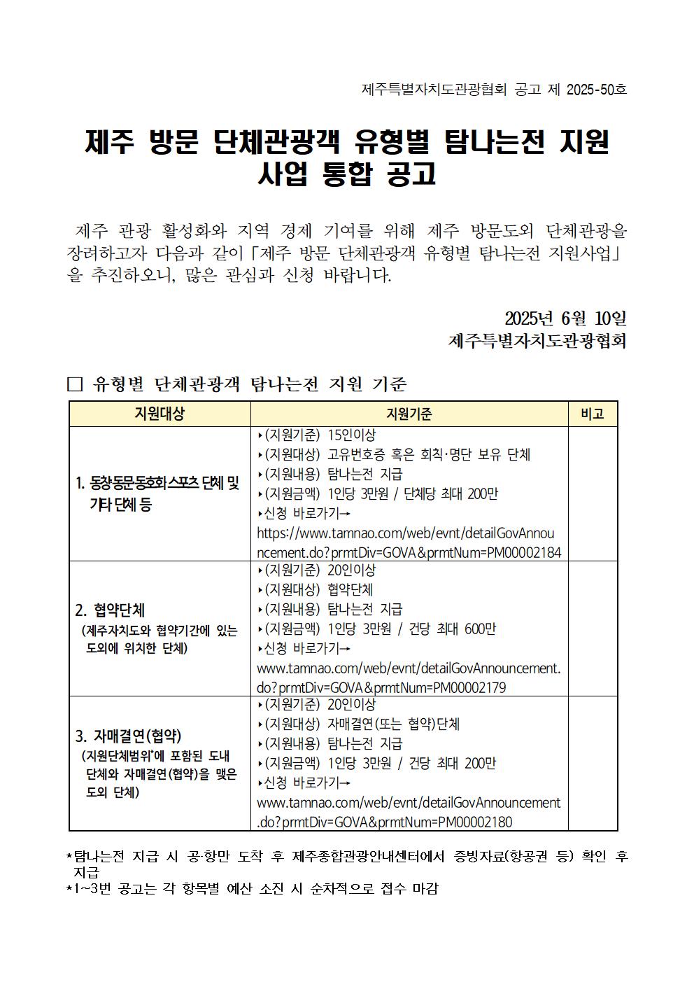 제주 방문 단체관광객 유형별 탐나는전 지원 사업 통합 공고001.jpg